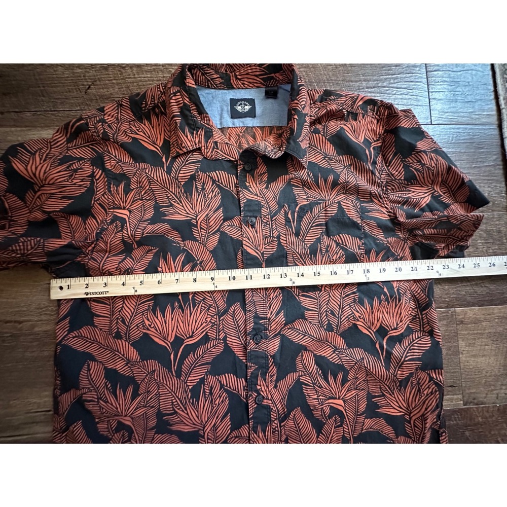 Dockers Mens Short Sleeve Button Down Tropical Palm Floral Shirt Orange Beach L - Picture 5 of 6